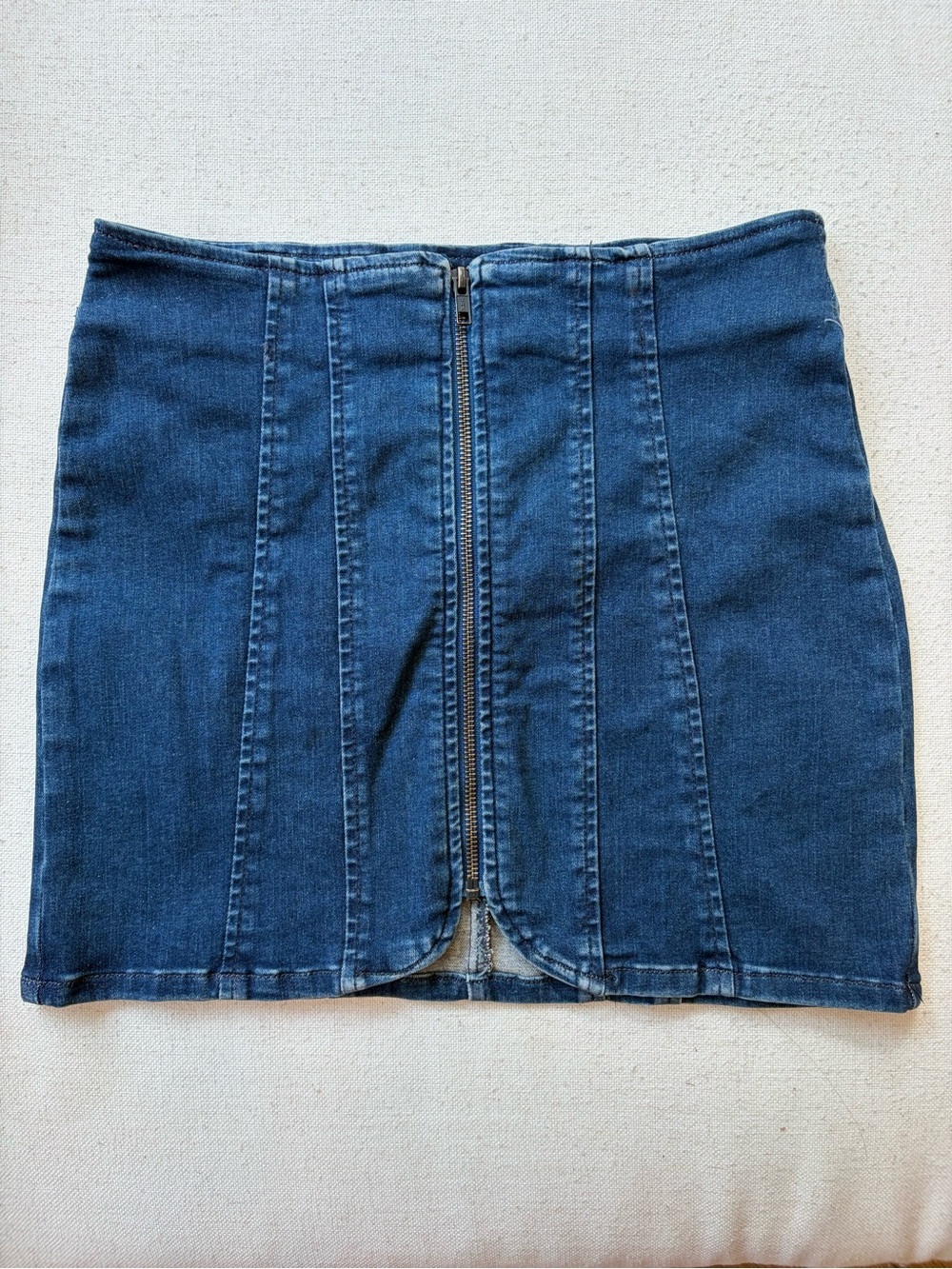 NWT We The Free by Free people Layla High Waisted front zipper denim mini skirt